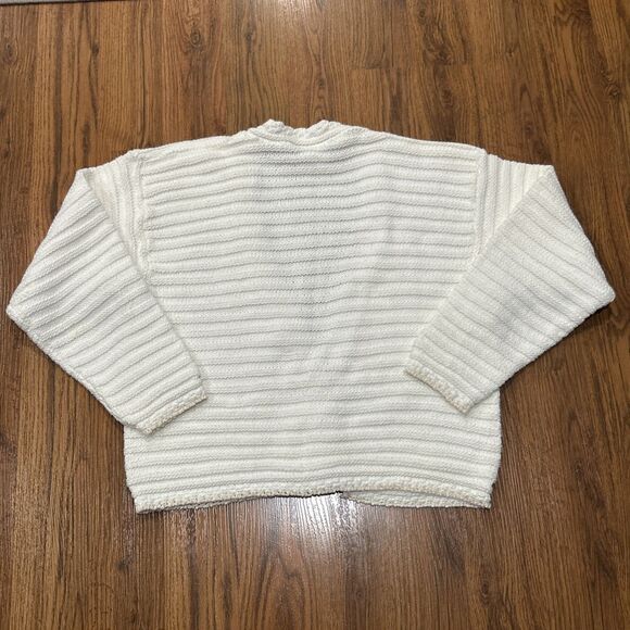 David Brett Cardigan Sweater Womens Large White Textured Gold Buttons USA Vtg - Picture 7 of 7